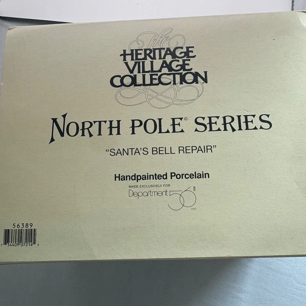 Department 56 North Pole Series Santa's Bell Repair Porcelain House Green Red